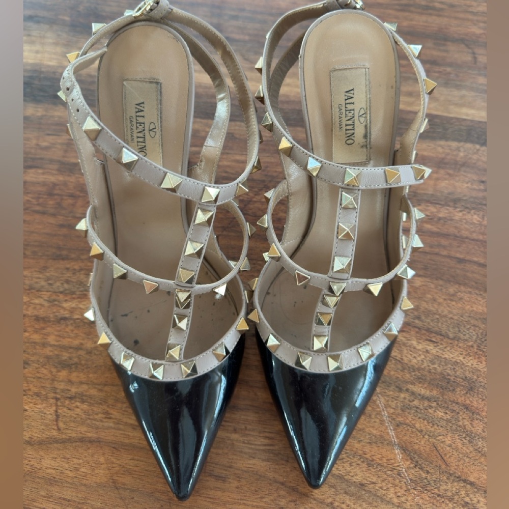 Used Valentino Rockstud 100mm Slingback High-Heel Pumps - Picture 4 of 6